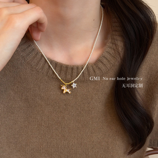 本命年小马珍珠锆石项链女冬天配毛衣的配饰轻奢小众高级感卫衣链