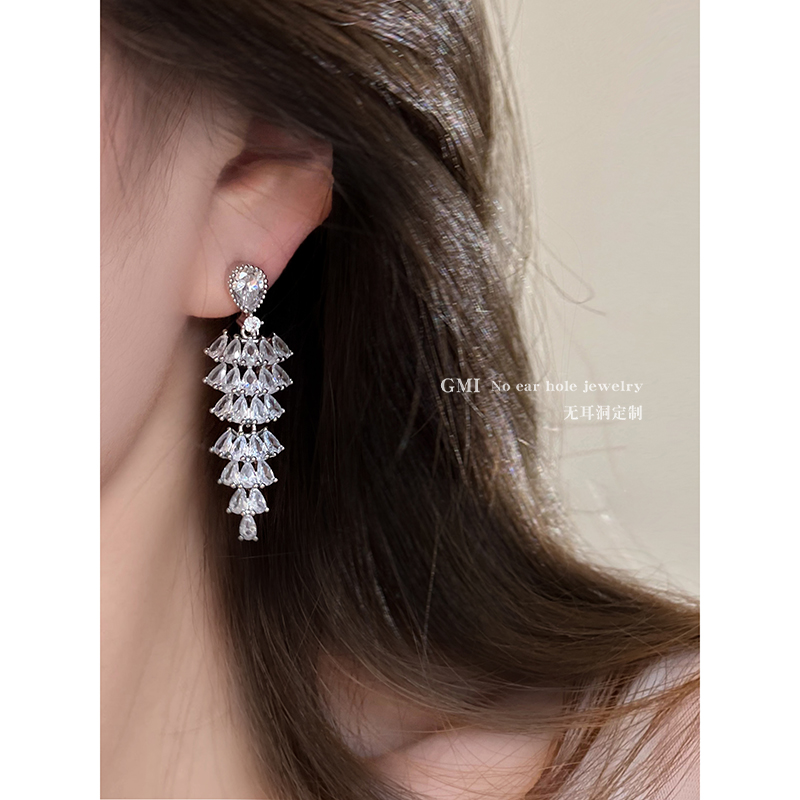 满钻流苏设计款蚊香盘耳夹无耳洞