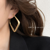 金色大方形金属无耳洞耳夹女2025新款 耳钉独特漂亮高级感耳环耳饰