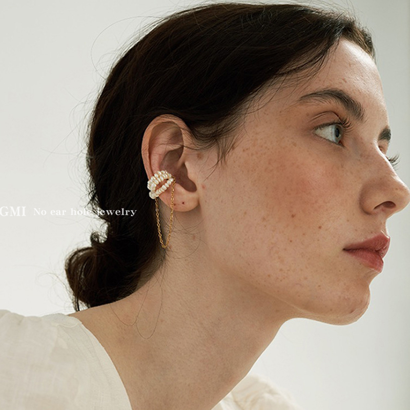 GMI无耳洞福音淡水珍珠磁吸耳夹