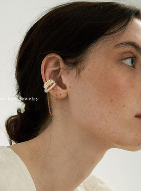 GMI淡水珍珠磁吸耳骨夹女法式复古耳夹无耳洞气质轻奢高级感耳饰
