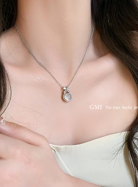 大肚佛猫眼石吊坠项链女