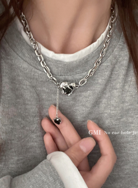 爱心锆石钛钢不掉色项链女