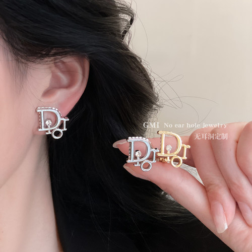 镀金镶钻无耳洞耳夹女士轻奢高级感小众设计耳环2025新款气质耳饰