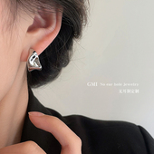 GMI银色不规则金属三角耳夹女小众独特耳环冷淡风无耳洞耳饰品