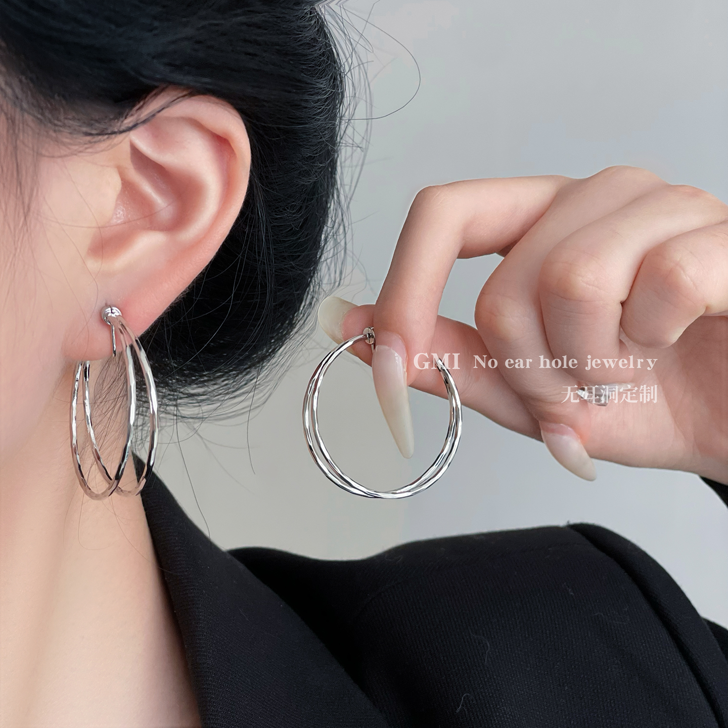 2025新款爆款夸张圆圈耳夹