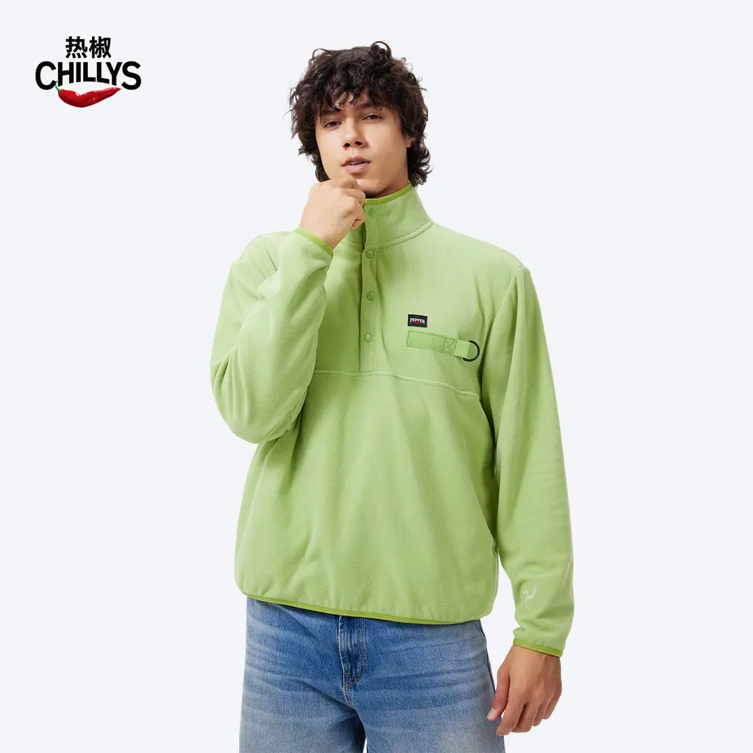 hotchillys红辣椒10级半开襟立领抓绒衣男士户外山系保暖卫衣滑雪
