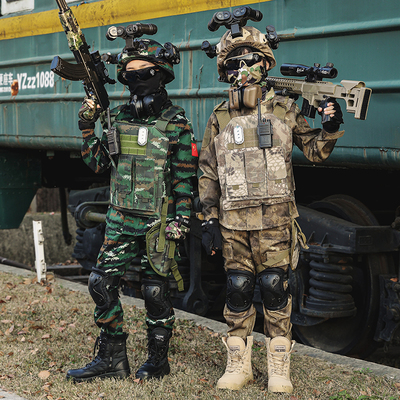 儿童迷彩服套装秋冬男童战术特种兵长袖军训表演迷彩演出套装女