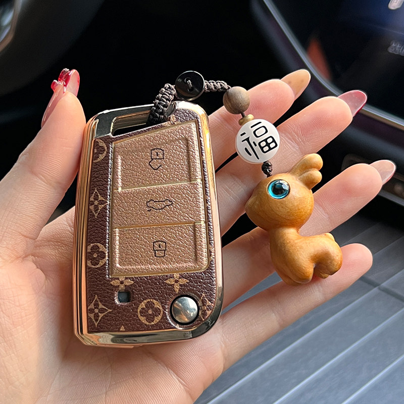 大众朗逸钥匙套迈腾新速腾宝来途观polo凌渡途岳高尔夫探岳包壳扣