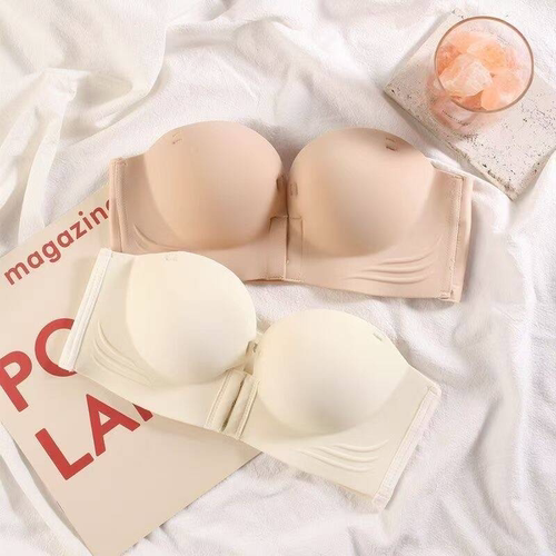 隐形前扣无肩带内衣女防滑聚拢小胸聚拢无痕抹胸防走光裹胸文胸罩