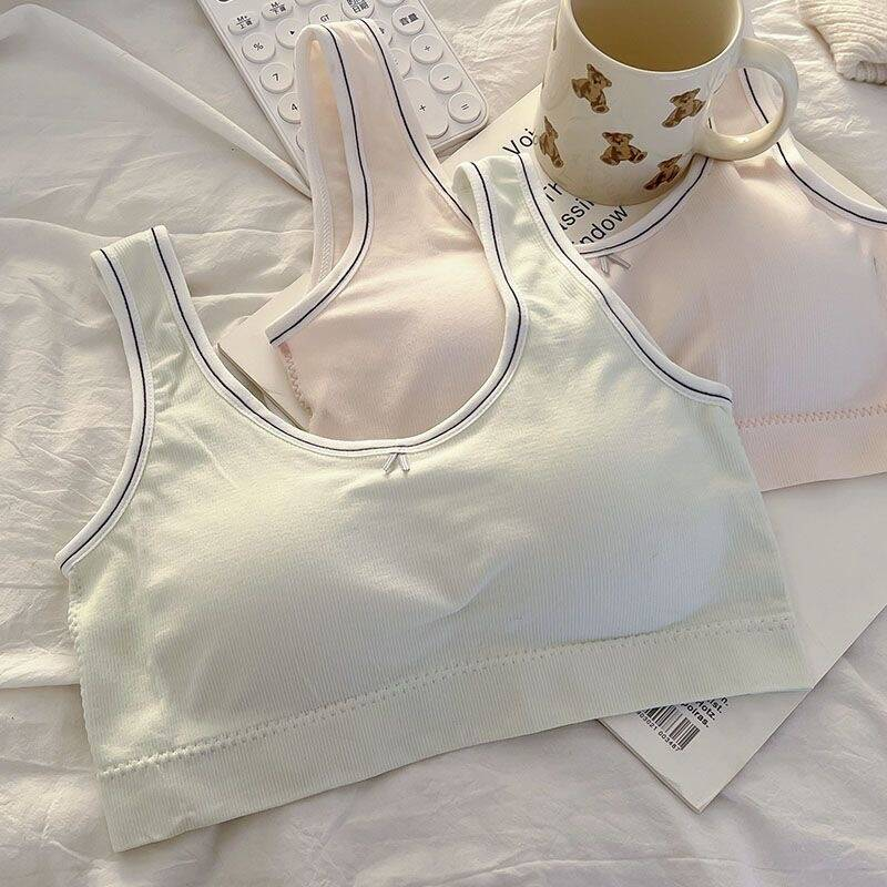少女内衣新款发育期初中学生一体式防震背心固定无钢圈运动文胸