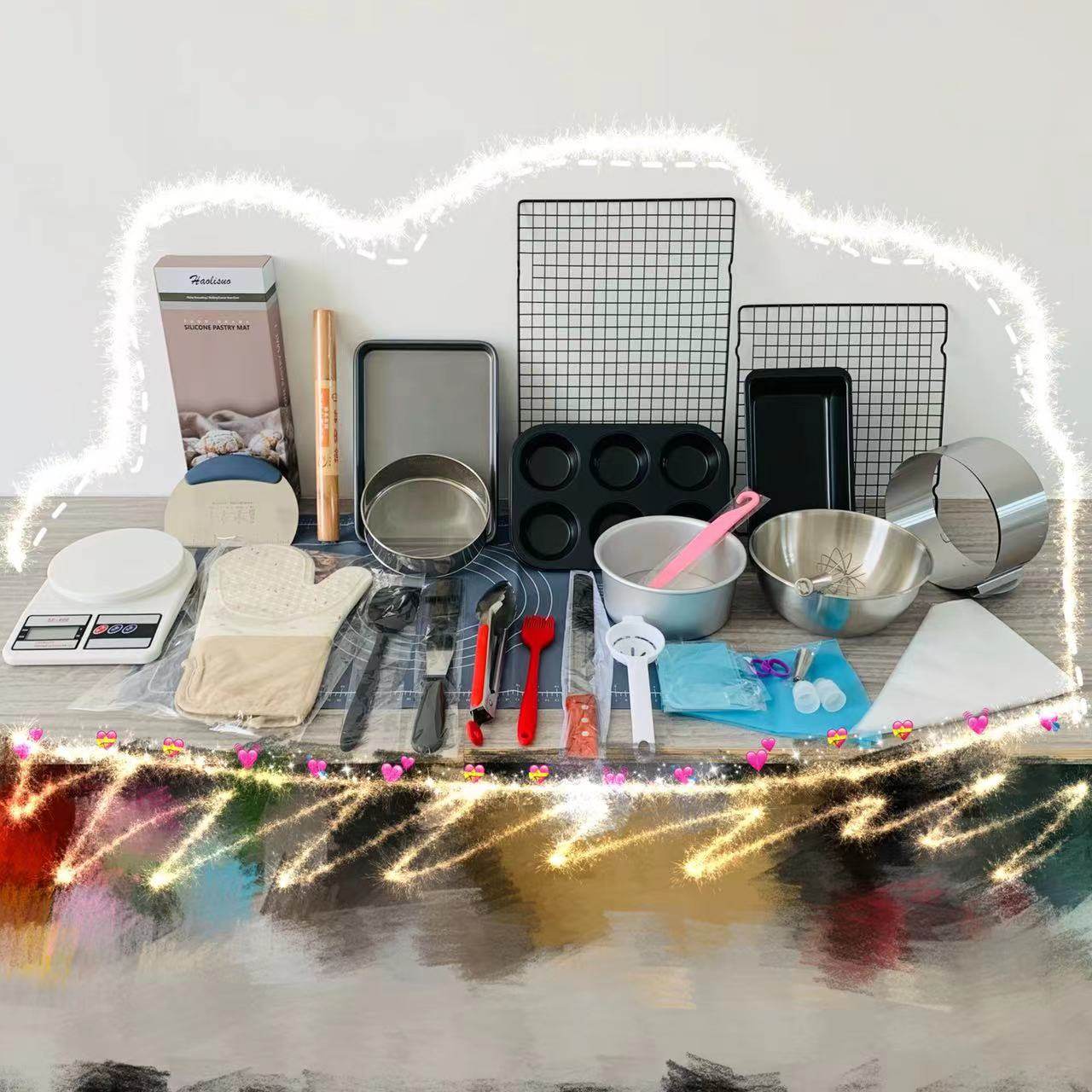 烘焙工具套装DIY做蛋糕转盘转台8寸全套戚风蛋糕模具套餐新手家用