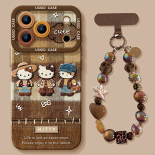 哈喽kitty适用苹果17promax手机壳iphone17系列16promax秋冬新款全包15pro超火防摔14带挂链女17air套17pro套