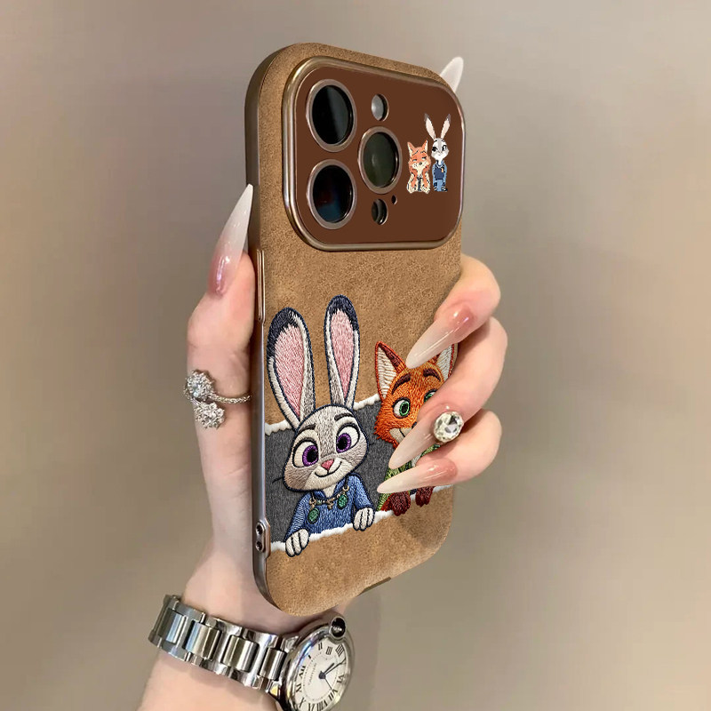 尼克朱迪适用苹果17promax手机壳iPhone17新款16pro翻毛皮14防摔情侣款大视窗15pro高级感16max兔子狐狸外壳