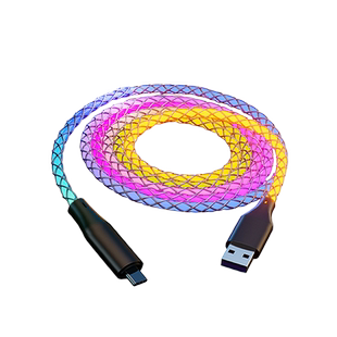 66W超级快充RGB七彩流光数据线适用苹果华为oppo小米vivo一拖三14 15pro手机充电线闪充跑马灯发光闪光车载