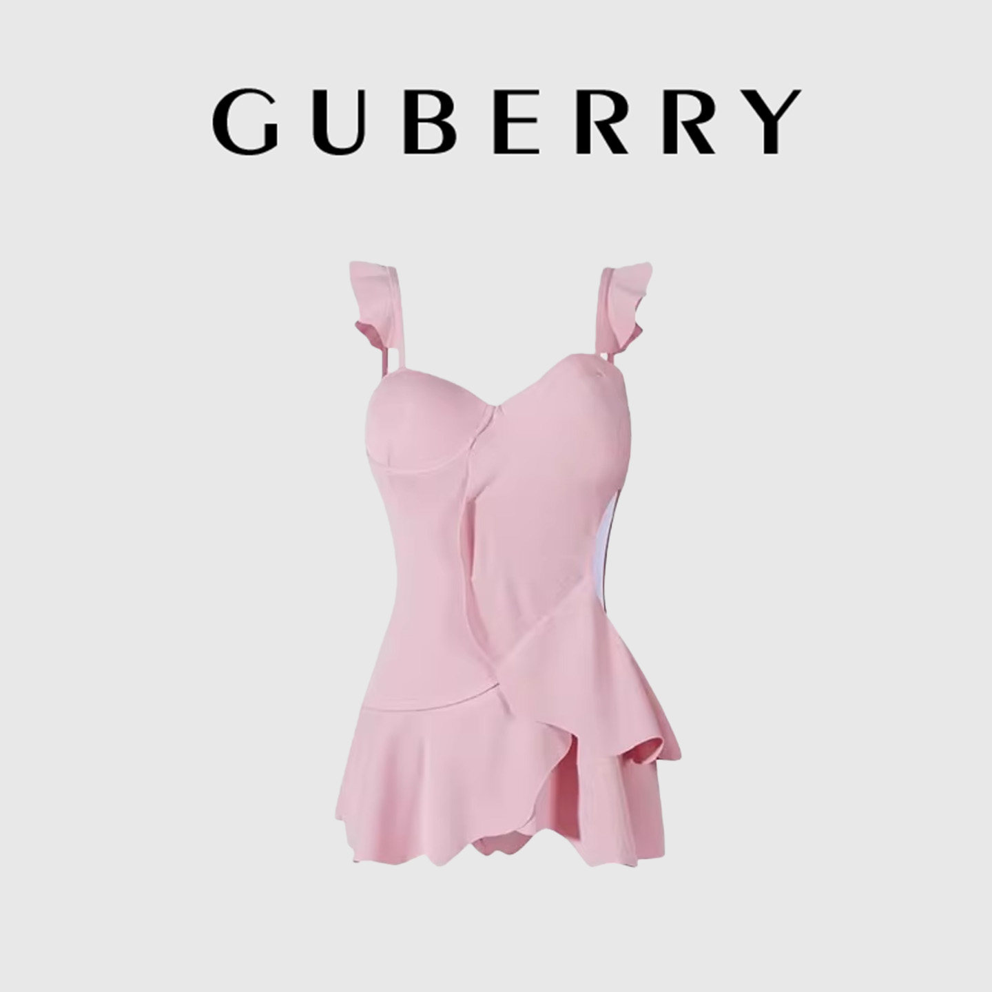 GUBERRY泳装少女甜美飞袖钢托聚拢裙式气质温泉度假时尚连体泳衣