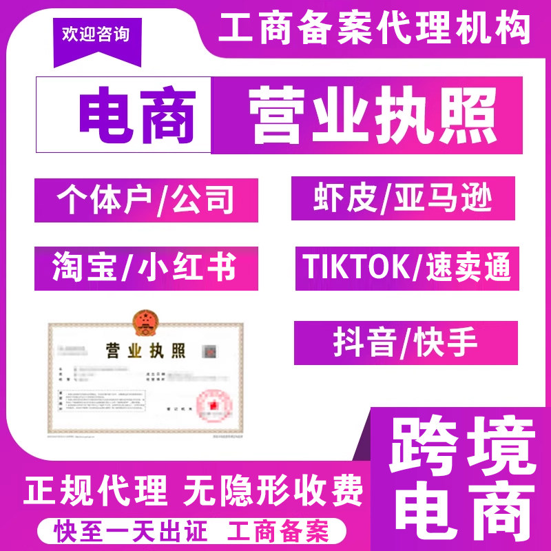 公司注册亚马逊跨境电商营业执照代办虾皮抖音TK小红书企业报税销,商务/设计服务,商标logo设计,淘宝优惠券,粉丝福利购,淘宝优惠卷