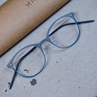 德国眼镜markust蓝框金腿纤维