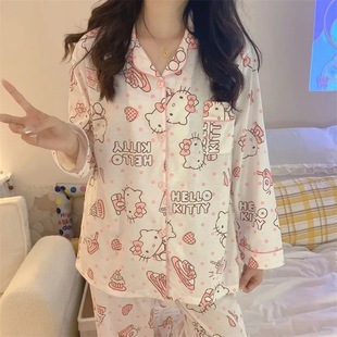 凯蒂猫家居服春夏款 日系kiti猫睡衣女ins少女心可爱哈喽kitty睡裤