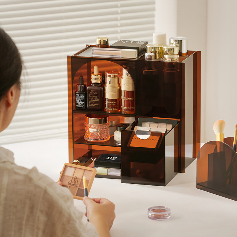 亚克力桌面收纳盒大容量多层精致高级感化妆品轻奢置物架2025新款,收纳整理,桌面收纳盒,淘宝优惠券,粉丝福利购,淘宝优惠卷