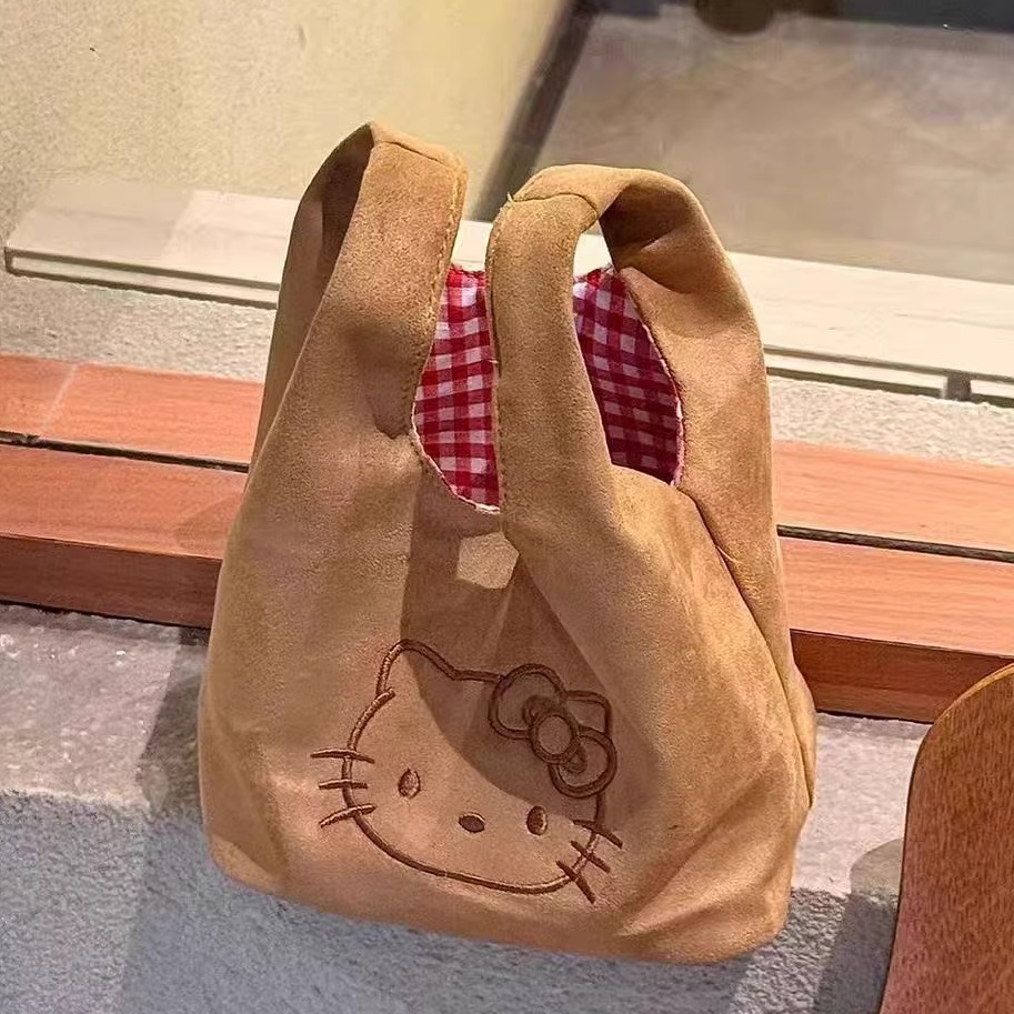 kitty猫复古刺绣手提包