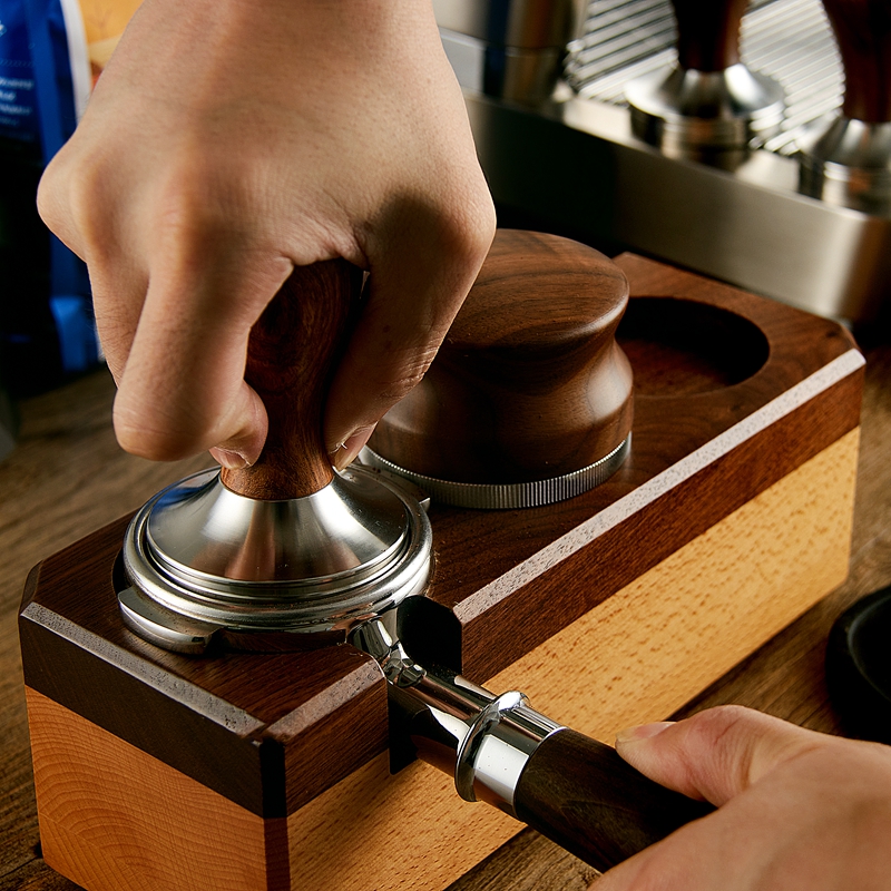 咖啡压粉座实木填压座手柄支撑架