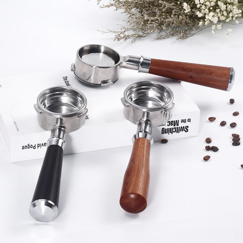 百胜图咖啡机无底手柄58三耳实木