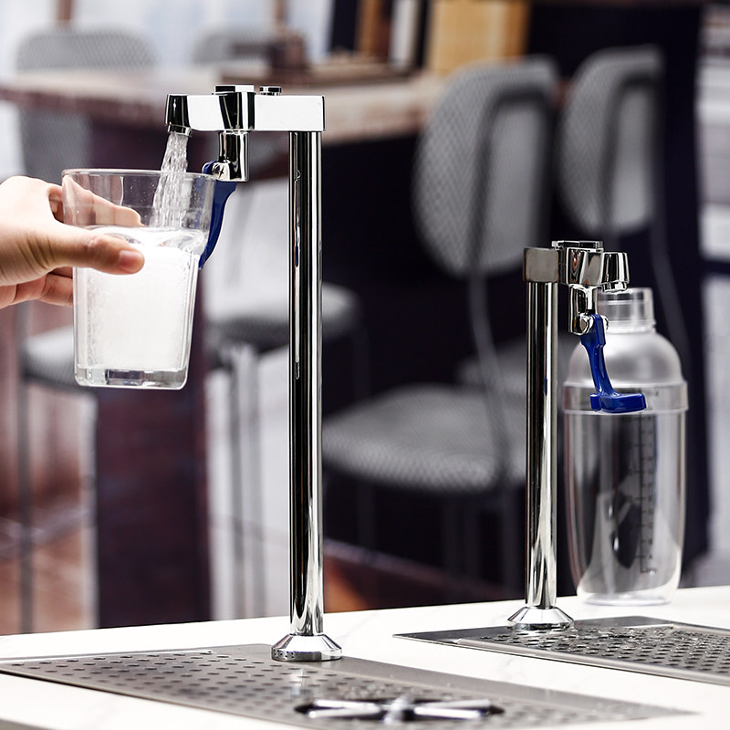 吧台推杯龙头奶茶店咖啡厅接水龙头全铜商用自动推杯器直饮水龙头