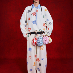 浅灰繁花印花长袖 ANGEL 米白 SS26 T恤 CHEN设计师品牌陈安琪