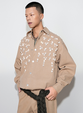 ANGEL CHEN陈安琪 原创设计 AW22 麂皮短款贝壳衬衫