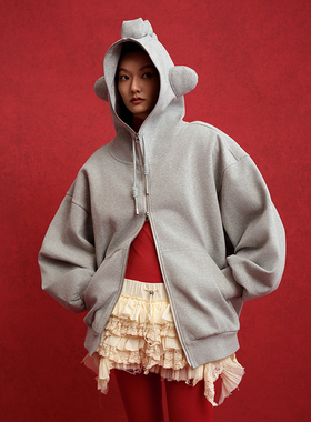 【时代少年团丁程鑫同款】 ANGEL CHEN 灰色珠地蜥蜴拉链外套