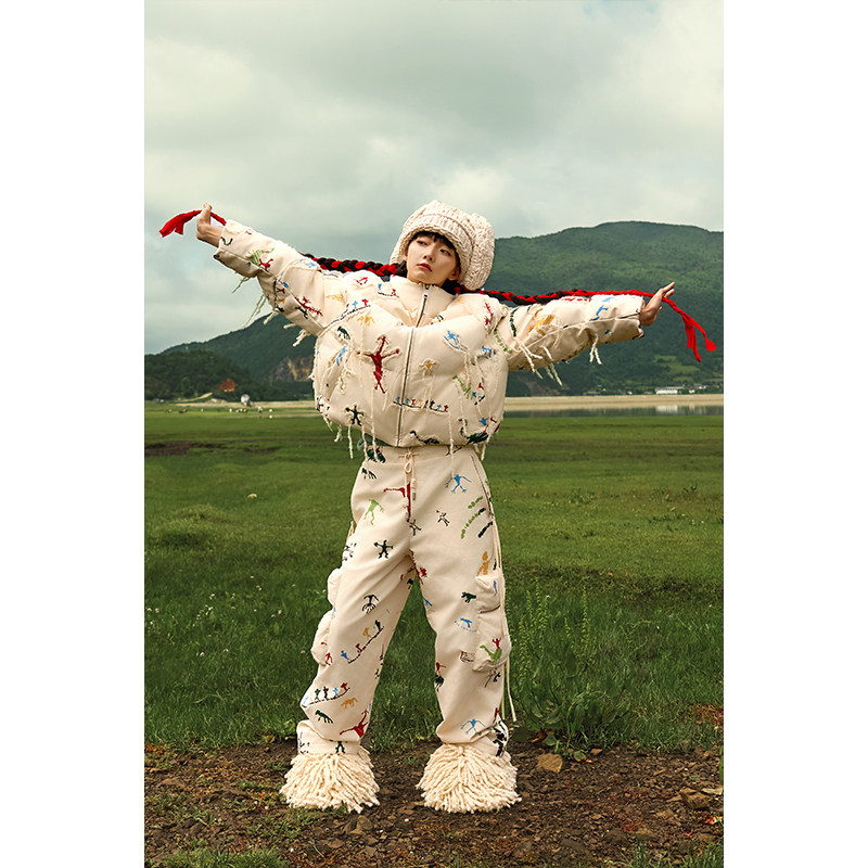 ANGEL CHEN陈安琪 AW24 云南沧源崖画印花棉裤,女装/女士精品,棉裤/羽绒裤,淘宝优惠券,粉丝福利购,淘宝优惠卷