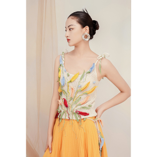 繁花手钩毛织吊带背心 SS24 ANGEL CHEN陈安琪