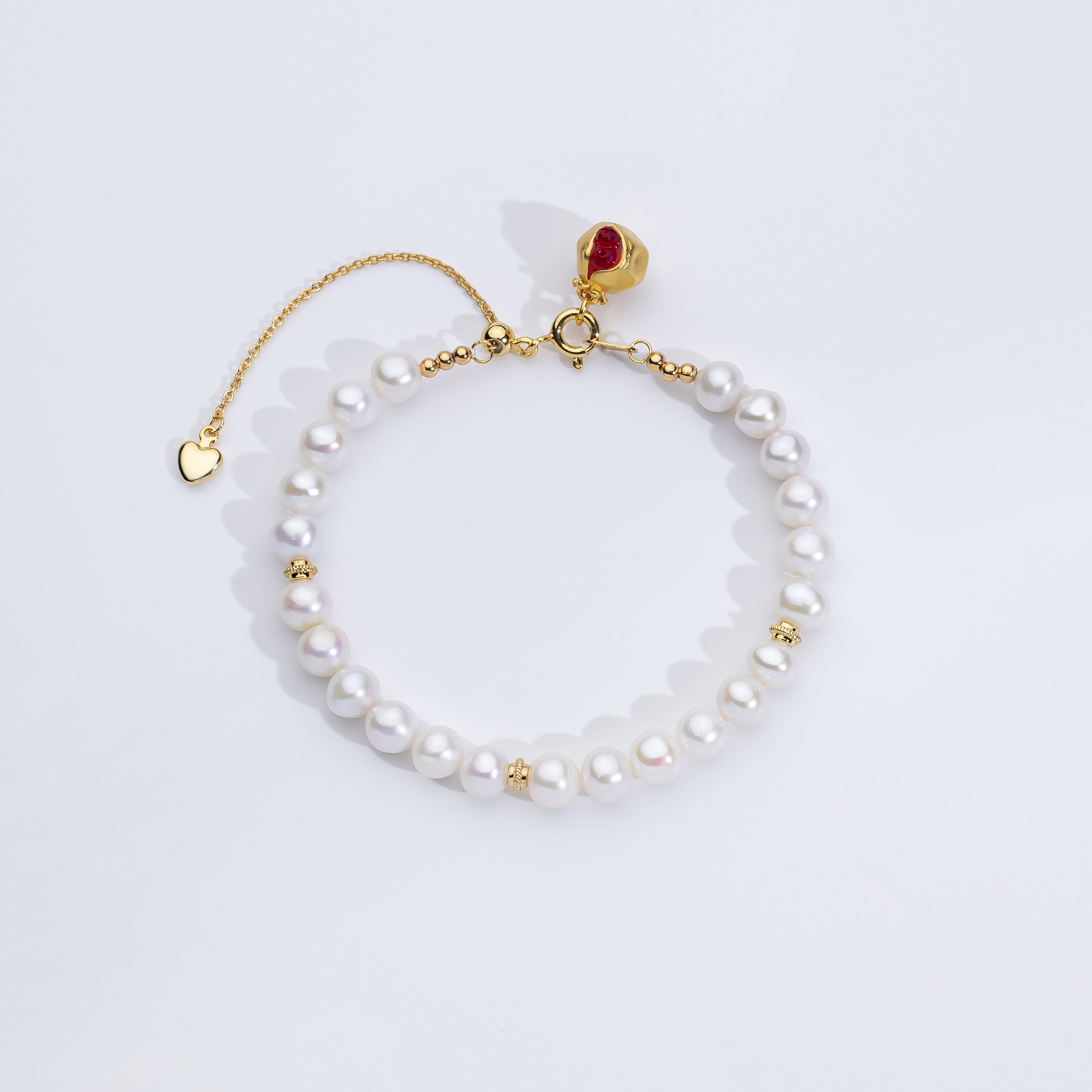 爱迪生珍珠天然珍珠手链合金白色淡水珍珠手链6-7mm简约百搭手串