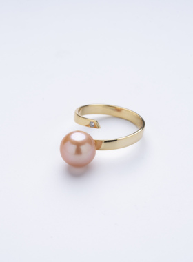 【】爱迪生珍珠银S925中国红色珍珠戒指10-11mmHLS