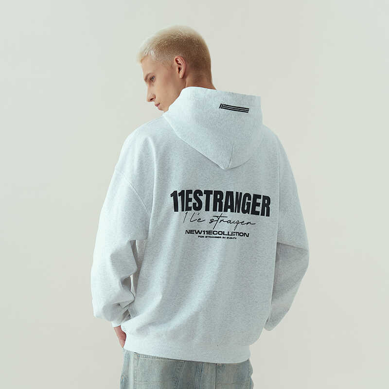 潮牌11E英文logo宽松上衣连帽