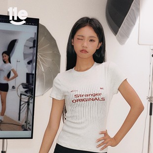 复古球服字母印花修身 新疆棉冰感美式 女正肩T恤 选手T 11E