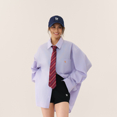 所有女生 衣橱直播间 11E 长袖 条纹休闲男女logo刺绣领带衬衫