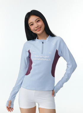 11E “轻暖”恒温暖皮撞色插肩拼接长袖轻户外运动骑行拉链训练服