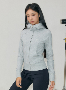 11E 刺绣女拉链卫衣美式复古连帽卫衣女秋冬新款短款拉链开衫