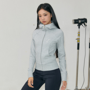 拉链开衫 11E 短款 复古连帽卫衣女秋冬新款 刺绣女拉链卫衣美式