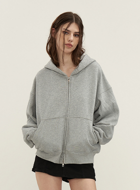 11E 重磅短宽加绒拉链连帽卫衣