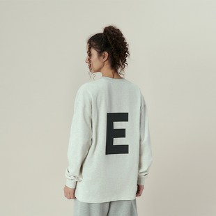 T恤打底潮男女 复古重磅260g纯棉背后印花logo春秋长袖 11E 美式