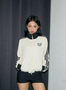 11E 复古拼色拉链经典美式复古三条纹华夫格夹克外套上衣男女同款