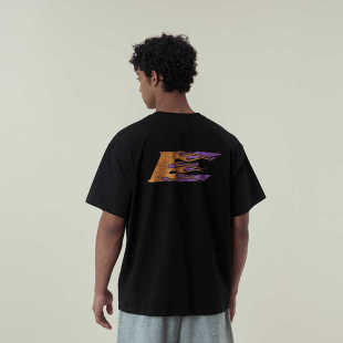 T恤短袖 11E T恤字母设计高街嘻哈宽松男女同款 休闲火焰E短袖 美式