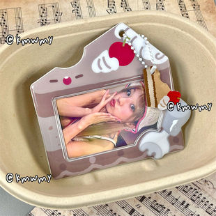 新款甜品蛋糕系列pvc3寸卡套横版追星小卡收纳照片包包挂件保护套