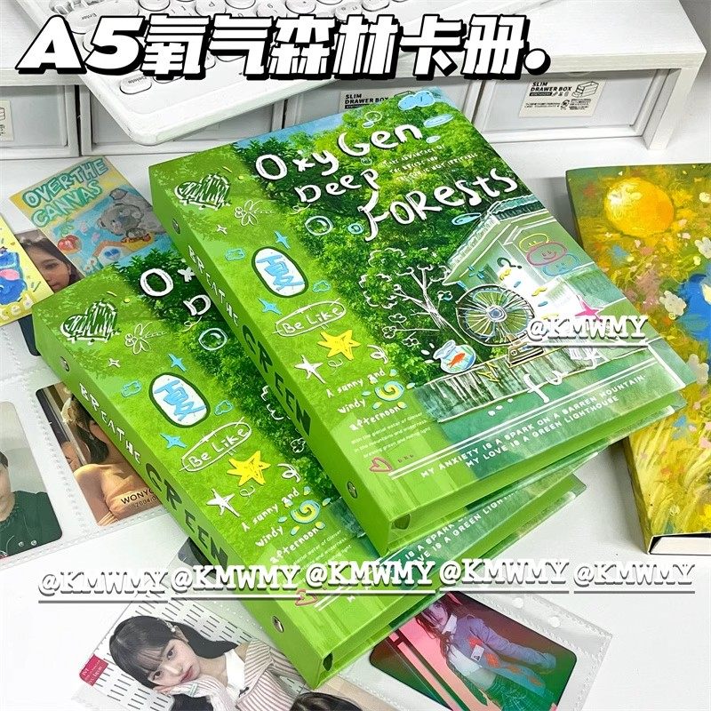 氧气森林A5卡册绿色高颜值ins四宫格3寸追星小卡拍立得照片收纳