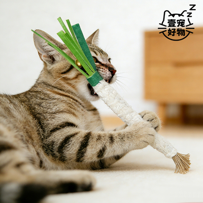 新款猫玩具木天蓼磨牙棒仿真小葱芹菜自嗨耐咬解闷逗猫棒小猫咪