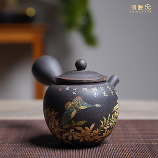 【滇匠旗舰店】云南建水紫陶茶壶全手磨工类柴烧非紫砂高档小容量