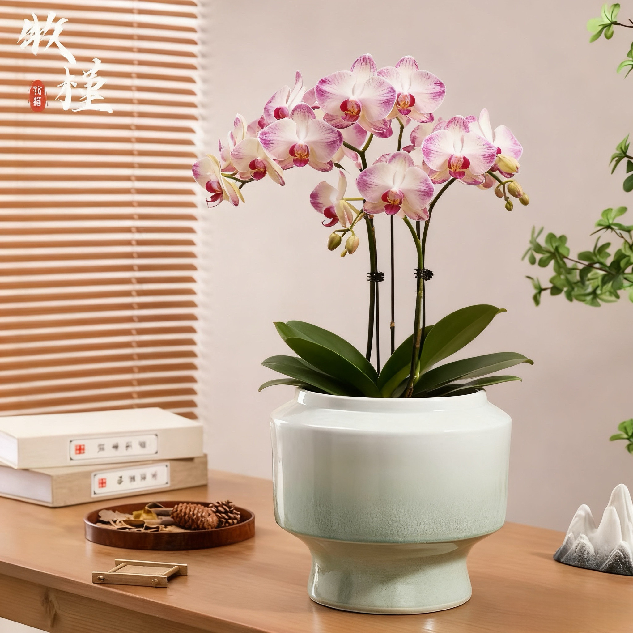 景德镇白色简约陶瓷花盆家用客厅高级花瓶君子兰南天竹盆景专用盆